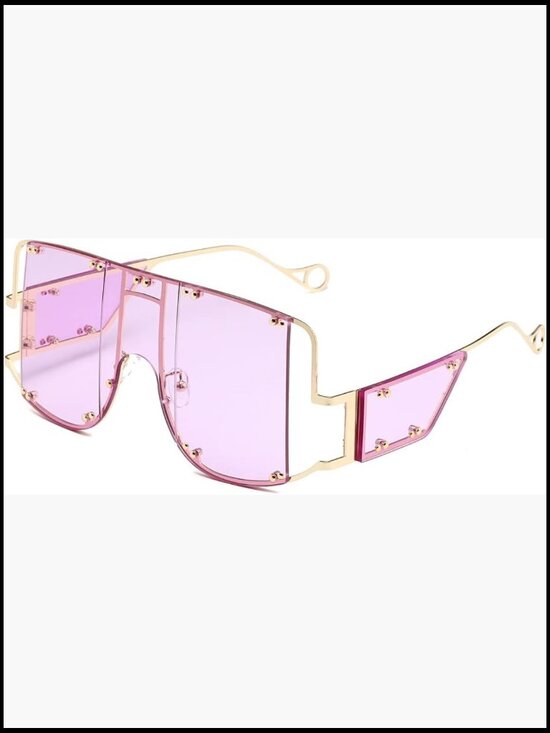 Oversized Square Sunglasses Metal Frame UV400 Protection Fashion Vintage main image 4